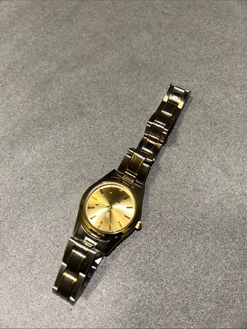 Geneva Two-Tone Silver and Gold Bracelet Watch